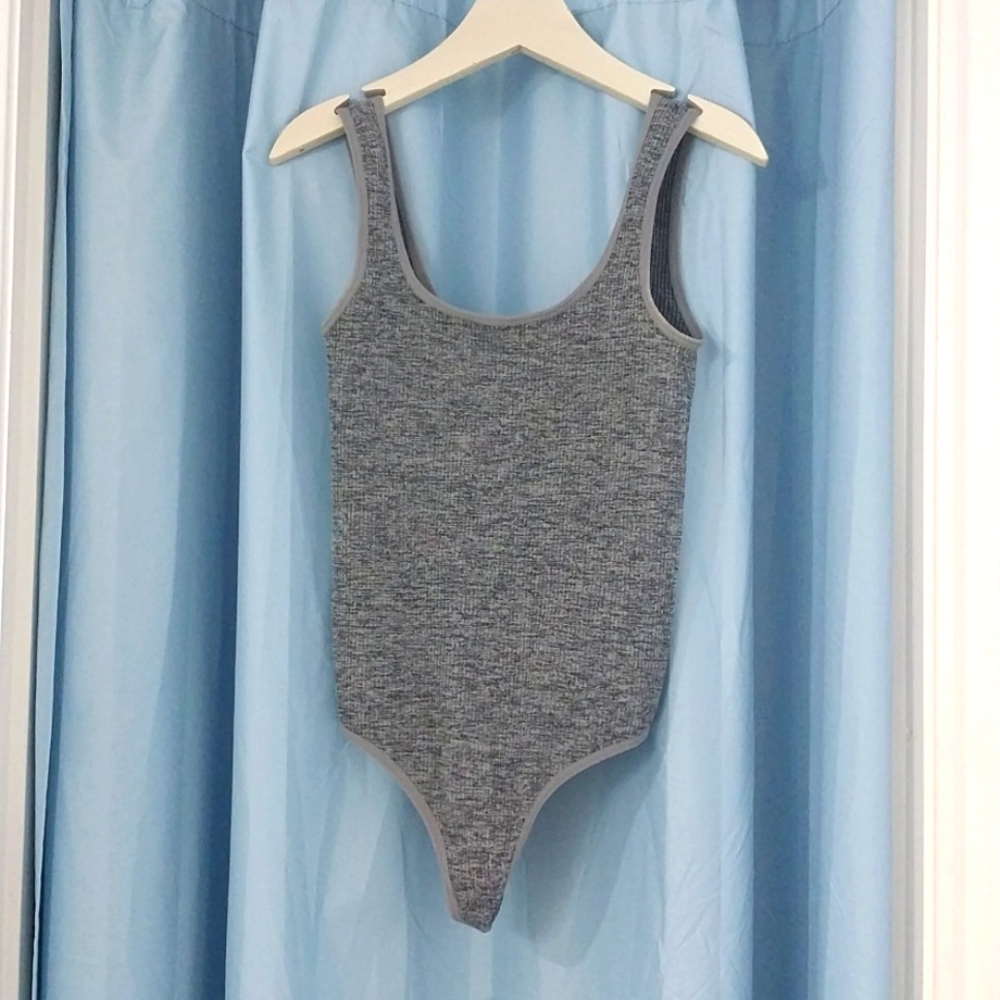 Gray Thong Bodysuit XS
